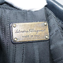 Salvatore Ferragamo Vala Hand Bag Leather 2way Black Gold Auth bs20937-10