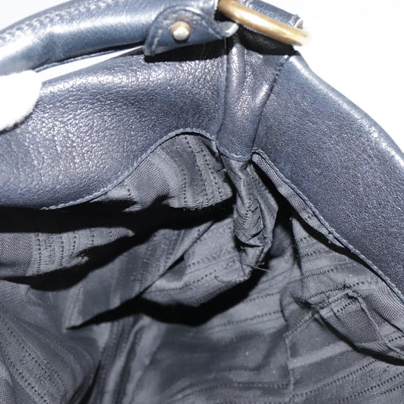 Salvatore Ferragamo Vala Hand Bag Leather 2way Black Gold Auth bs20937