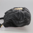 Salvatore Ferragamo Vala Hand Bag Leather 2way Black Gold Auth bs20937-3