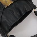 Salvatore Ferragamo Vala Hand Bag Leather 2way Black Gold Auth bs20937-6