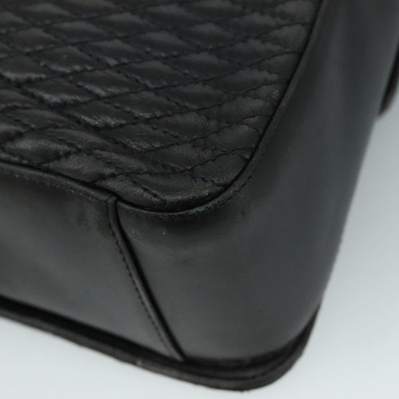 BALLY Hand Bag Leather 2way Black Gold Auth bs20947