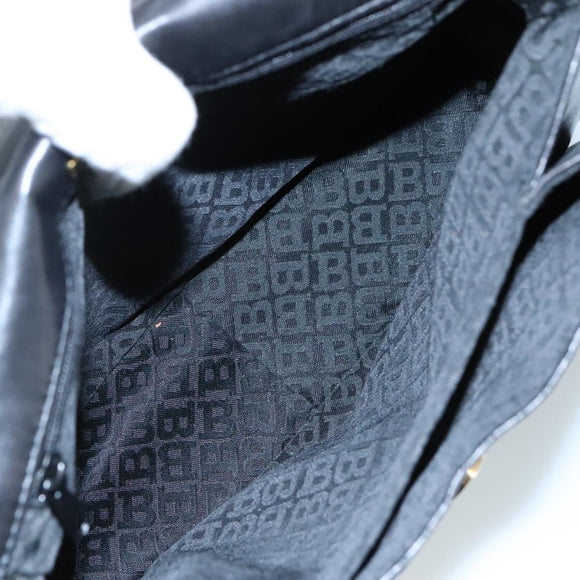 BALLY Hand Bag Leather 2way Black Gold Auth bs20947