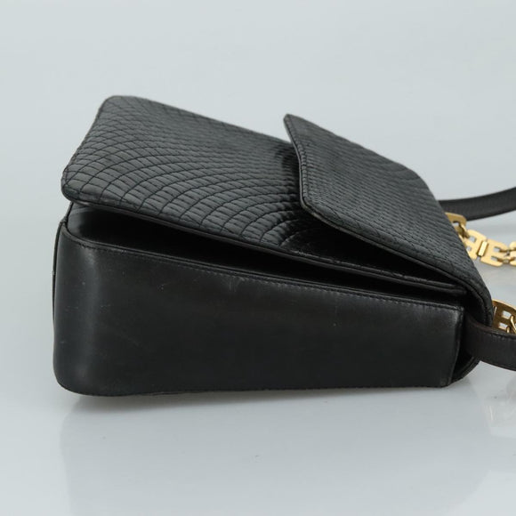 BALLY Hand Bag Leather 2way Black Gold Auth bs20947
