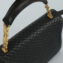 BALLY Hand Bag Leather 2way Black Gold Auth bs20947-6