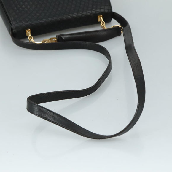 BALLY Hand Bag Leather 2way Black Gold Auth bs20947