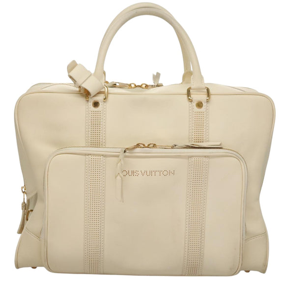 LOUIS VUITTON Varleys 24H Hand Bag Leather Cream M95360 LV Auth bs20954