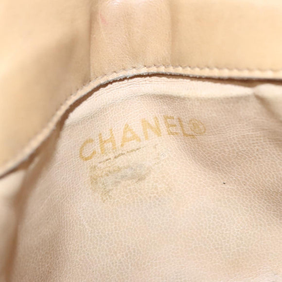 CHANEL Matelasse Waist bag Leather Beige CC Auth bs20969