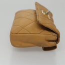 CHANEL Matelasse Waist bag Leather Beige CC Auth bs20969-3
