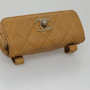 CHANEL Matelasse Waist bag Leather Beige CC Auth bs20969-5