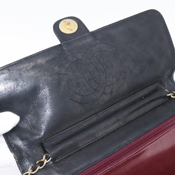 CHANEL Matelasse Chain Shoulder Bag Lamb Skin Black CC Auth bs20976