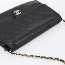 CHANEL Matelasse Chain Shoulder Bag Lamb Skin Black CC Auth bs20976-6