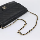 CHANEL Matelasse Chain Shoulder Bag Lamb Skin Black CC Auth bs20976-7
