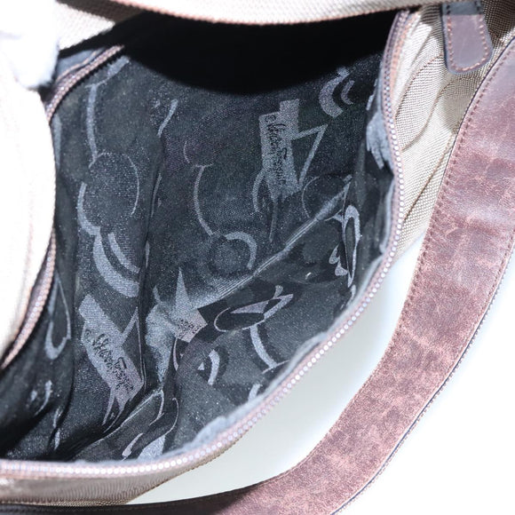 Salvatore Ferragamo Vala Shoulder Bag Canvas Brown Auth bs20980