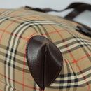 Burberrys Nova Check Hand Bag Canvas Leather Beige Brown Silver Auth bs21004-9