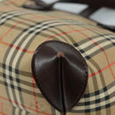 Burberrys Nova Check Hand Bag Canvas Leather Beige Brown Silver Auth bs21004-15