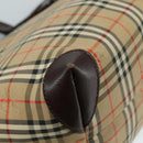 Burberrys Nova Check Hand Bag Canvas Leather Beige Brown Silver Auth bs21004-16