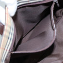 Burberrys Nova Check Hand Bag Canvas Leather Beige Brown Silver Auth bs21004-12