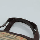 Burberrys Nova Check Hand Bag Canvas Leather Beige Brown Silver Auth bs21004-8