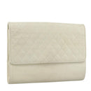 SAINT LAURENT Clutch Bag Leather White Auth bs21008-1