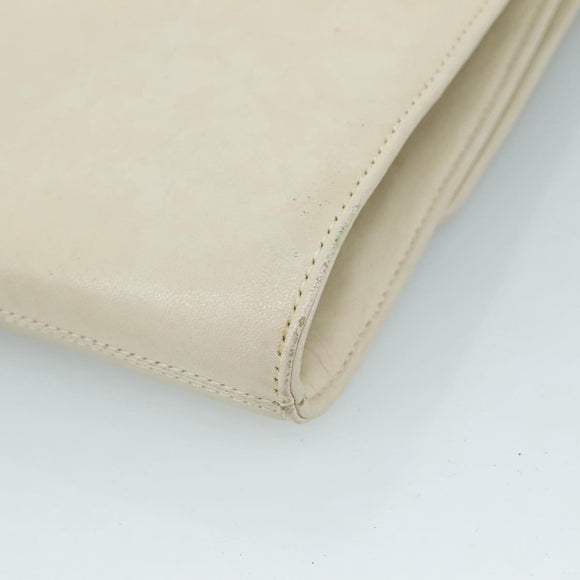 SAINT LAURENT Clutch Bag Leather White Auth bs21008