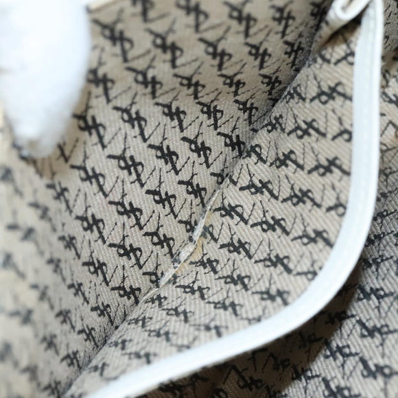 SAINT LAURENT Clutch Bag Leather White Auth bs21008