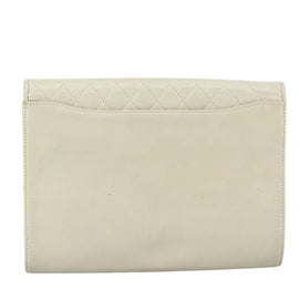 SAINT LAURENT Clutch Bag Leather White Auth bs21008 - 0