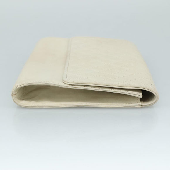 SAINT LAURENT Clutch Bag Leather White Auth bs21008