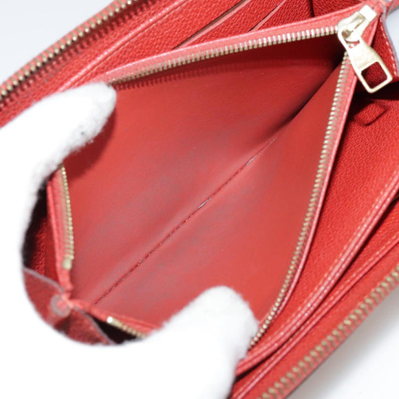 LOUIS VUITTON Monogram Empreinte Zippy Wallet Red M60737 LV Auth bs21012