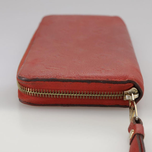 LOUIS VUITTON Monogram Empreinte Zippy Wallet Red M60737 LV Auth bs21012