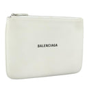 BALENCIAGA Pouch Leather White Silver 551992 Auth bs21014-1