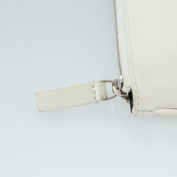 BALENCIAGA Pouch Leather White Silver 551992 Auth bs21014