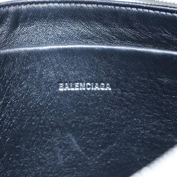 BALENCIAGA Pouch Leather White Silver 551992 Auth bs21014