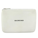 BALENCIAGA Pouch Leather White Silver 551992 Auth bs21014-13