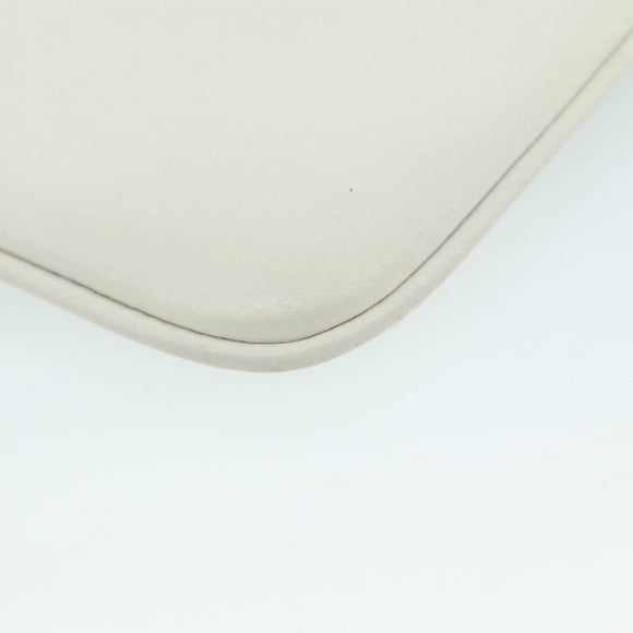 BALENCIAGA Pouch Leather White Silver 551992 Auth bs21014