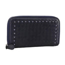 BOTTEGA VENETA INTRECCIATO Long Wallet Leather Black Silver Auth bs21015-1