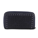 BOTTEGA VENETA INTRECCIATO Long Wallet Leather Black Silver Auth bs21015-2