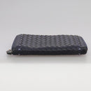 BOTTEGA VENETA INTRECCIATO Long Wallet Leather Black Silver Auth bs21015-6