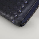 BOTTEGA VENETA INTRECCIATO Long Wallet Leather Black Silver Auth bs21015-14