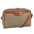 CELINE Macadam Canvas Shoulder Bag Beige Auth bs21025-1