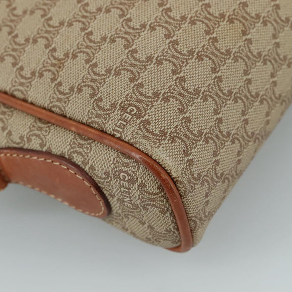 CELINE Macadam Canvas Shoulder Bag Beige Auth bs21025