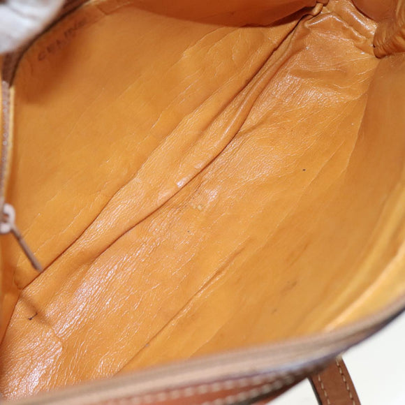 CELINE Macadam Canvas Shoulder Bag Beige Auth bs21025