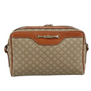 CELINE Macadam Canvas Shoulder Bag Beige Auth bs21025-2