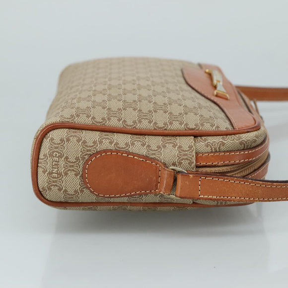 CELINE Macadam Canvas Shoulder Bag Beige Auth bs21025