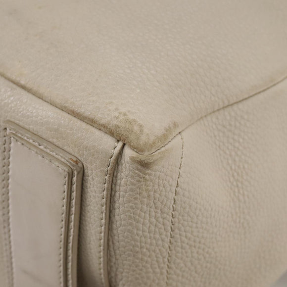 CELINE Hand Bag Leather Beige Gold Auth bs21026