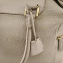 CELINE Hand Bag Leather Beige Gold Auth bs21026-17