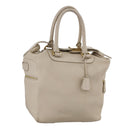 CELINE Hand Bag Leather Beige Gold Auth bs21026-1