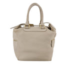 CELINE Hand Bag Leather Beige Gold Auth bs21026-3
