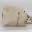 CELINE Hand Bag Leather Beige Gold Auth bs21026-5