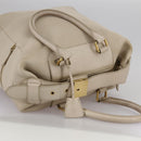 CELINE Hand Bag Leather Beige Gold Auth bs21026-6