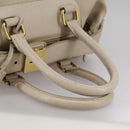 CELINE Hand Bag Leather Beige Gold Auth bs21026-7
